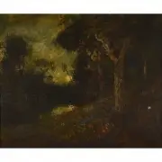 Pond Amongst Trees by William Keith, Oil on canvas, sold Jul 2020