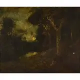 William Keith, Pond Amongst Trees, Oil on canvas