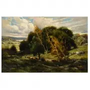 Manuel Valencia, Grazing Cattle in Marin, Oil on canvas