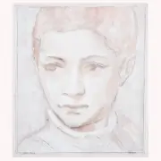 Richard Britell, Portrait of a Young Boy, Mixed media on paper