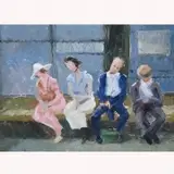 Stuart C. Henry, Subway Sleepers, Oil on board