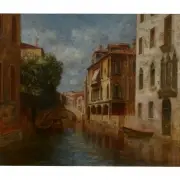 Ernst Stache, A Venetian Backwater, oil on canvas