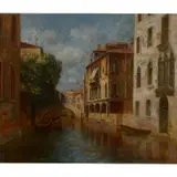Ernst Stache, A Venetian Backwater, oil on canvas