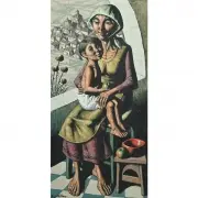 Jesus Villar, Woman and Child, oil on canvas
