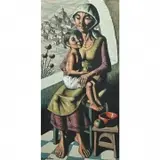 Jesus Villar, Woman and Child, oil on canvas