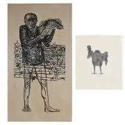 Leonard Baskin, Man of Peace, 1952, and Eagle, woodcut