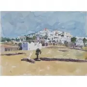 Robert Bechtle, Marpissa, Paros 1989, watercolor on paper