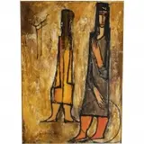 Giuseppe Gambino, Bambine con Cerchio 1963, oil on canvas
