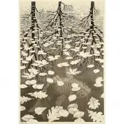 Mc Escher, Three Worlds, Lithograph
