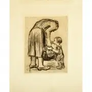 Stehende mutter, ihr bblein ftternd by Käthe Kollwitz, Etching, sold May 2020