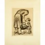 Käthe Kollwitz, Stehende mutter, ihr bblein ftternd