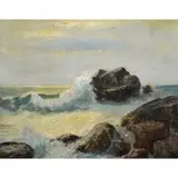 Roi Clarkson Colman, Crashing Waves, Oil on board