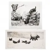 Marguerite Kirmse, Woodchucks and A Family Affair, Etching