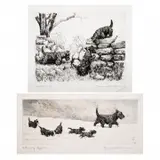 Marguerite Kirmse, Woodchucks and A Family Affair, Etching