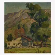 Hazel Lavina Roberts, House in the Mountains, Oil on board