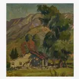 Hazel Lavina Roberts, House in the Mountains, Oil on board