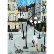 Nathalie Chabrier, Town Scene, Gouache on paper