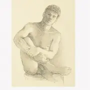 David Eugene Henry, Seated Male Nude, Charcoal