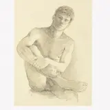 David Eugene Henry, Seated Male Nude, Charcoal