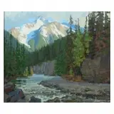 Wayne Wolfe, Sunshine River Canyon, Oil on masonite