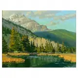 Wayne Wolfe, Cascade Mountain (Banff Canada) 1979, oil on masonite