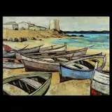 Charles Levier, Sur La Greve, circa 1950, oil on canvas