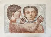 La Collana I by Massimo Campigli, 1952, color lithograph, sold Dec 2020