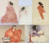 Rc Gorman, 5 Seated women, lithograph on paper