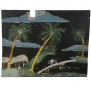 Sanford Darling, Tropical scene, oil on wood