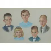 Margaret Keane, Portrait of the Beamer Children 1955, pastel