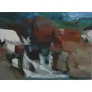Alexander Nepote, Lone Point Cascade 1958, oil on canvas
