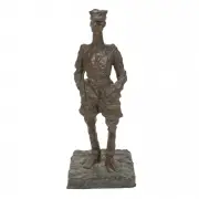 Fernand Clostre, Caricature Military Figure, patinated bronze