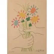 Pablo Picasso, Bouquet de Fleurs offset lithograph in colors on BFK Rives paper, sheet: 25 1/8 x 19 1/4 inches frame: 33 1/2 x 26 5/8 inches, pencil