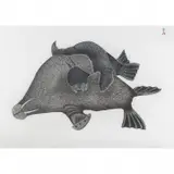 Kananginak Pootoogook, Tumbling Walrus 2003, stonecut and stencil print, sheet: 15.75 x 10.75 inches, framed: 23 x 30 inches