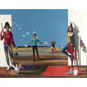 Colombes by Jean Pierre Serrier, 1966, oil on canvas, sold Sep 2022