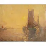 George Thompson-Pritchard, Sailboats, oil on canvas