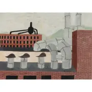 Ralph McGuire, Cotton Mill, 1953, oil on masonite