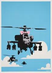 Happy Choppers by Banksy, 2003, Screenprint in colors, on wove paper, with full margins, sold Apr 2025