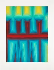 Tauba Auerbach, Fold Slice Topo I, 2011, Aquatint in colors, on Somerset paper, with full margins