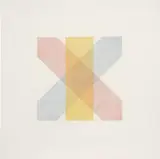 Sol LeWitt, Bands of Color in Four Directions & All Combinations: plate #14 (K. 1971.04), 1971, Etching in colors, on Rives BFK paper, with full margins