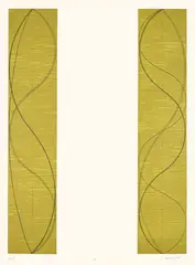Robert Mangold, Two Columns A (S. & S. 2004.01.01), 2004, Etching and relief in colors, on Mulberry paper mounted to Arches Cover paper (as issued), with full margins
