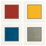Sol LeWitt, Red, Yellow, Blue, and Gray Squares Bordered by a Black Band (K. 1989.10), 1989, The complete set of four etchings in colors, on Magnani Italia paper, with full margins