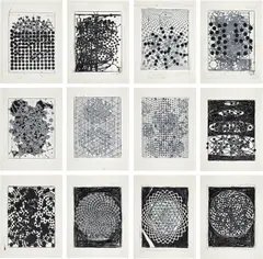 Terry Winters, Atmospheres (F. & S. 59-70), 2014, The complete set of 12 monumental screenprints in colors with water-based and UV inks, on Lanaquarelle paper, the full sheets