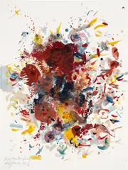 Deer Hunters Spring by Rebecca Horn, 2008, Unique acrylic, pencil, and ink drawing in colors, on wove paper, sold Apr 2025