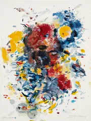 Odessamoon by Rebecca Horn, 2008, Unique acrylic, pencil, and ink drawing in colors, on wove paper, sold Apr 2025