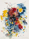 Rebecca Horn, Odessamoon, 2008, Unique acrylic, pencil, and ink drawing in colors, on wove paper