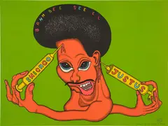 Peter Saul, Shicago Justus, from Conspiracy, The Artist as Witness, 1971, Lithograph in colors, on Arches paper, the full sheet