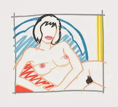 Tom Wesselmann, Monica Nude with Yellow Curtain (W.P.I. P91EA06), 1991, Aquatint in colors, on wove paper, with full margins