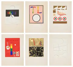 Sei Plastigrafe by Lucio Del Pezzo, 1966, The complete set of six plastigraphs in colors, all mounted as issued within cream card mats, with title page, text and , sold Apr 2025