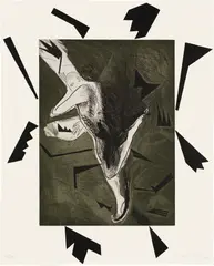 Mimmo Paladino, Il Pattinatore (The Skater) (D.M. 74), 1984, Etching and aquatint in colors with carborundum, on Rives BFK paper, the full sheet